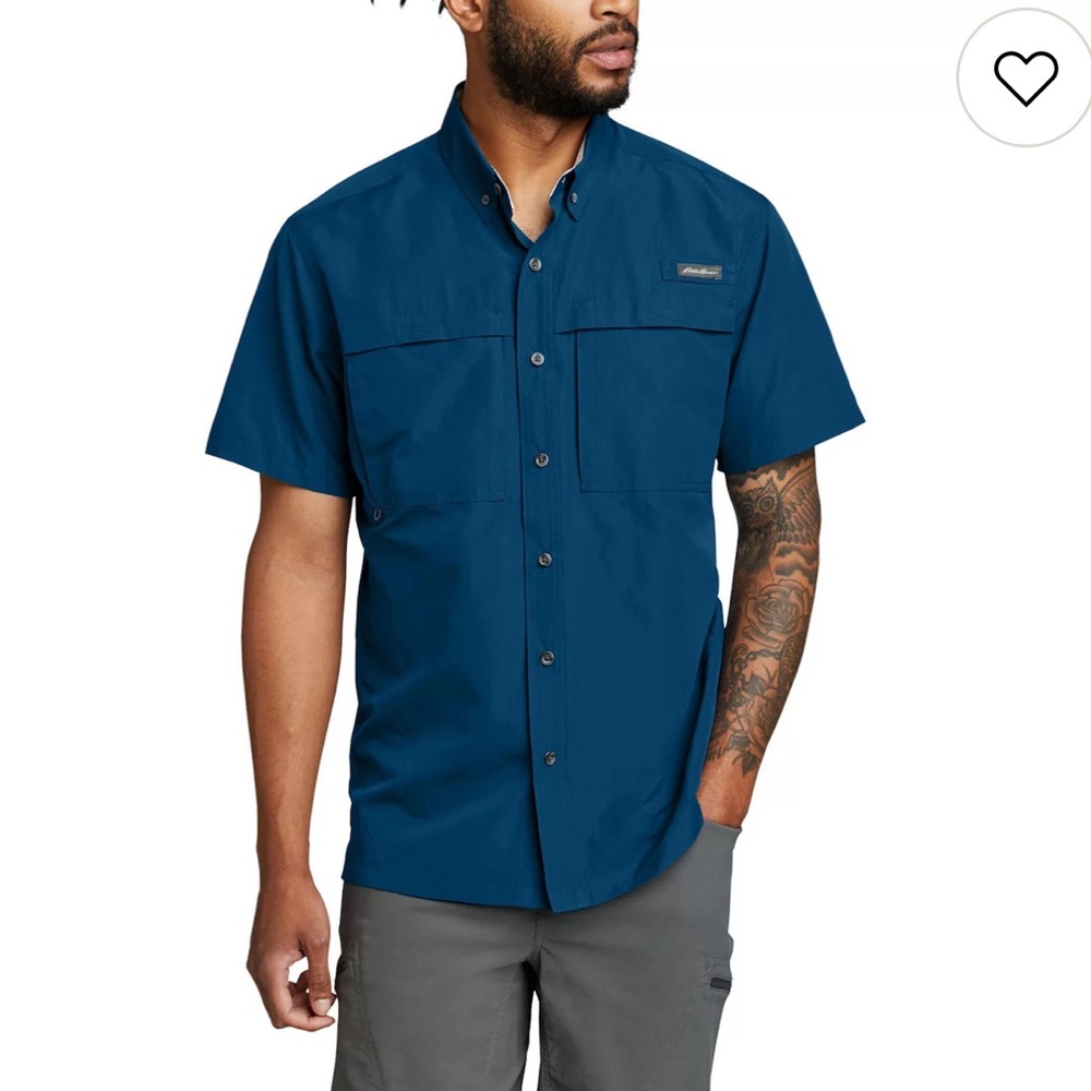 Eddie Bauer UPF 50 Ripstop Guide Short Sleeve Button-Down Shirt NEW M-360 Sz M